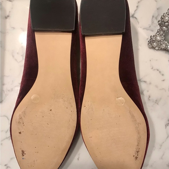 Sole Society Burgundy Velvet Flats Size 10 - Picture 3 of 5